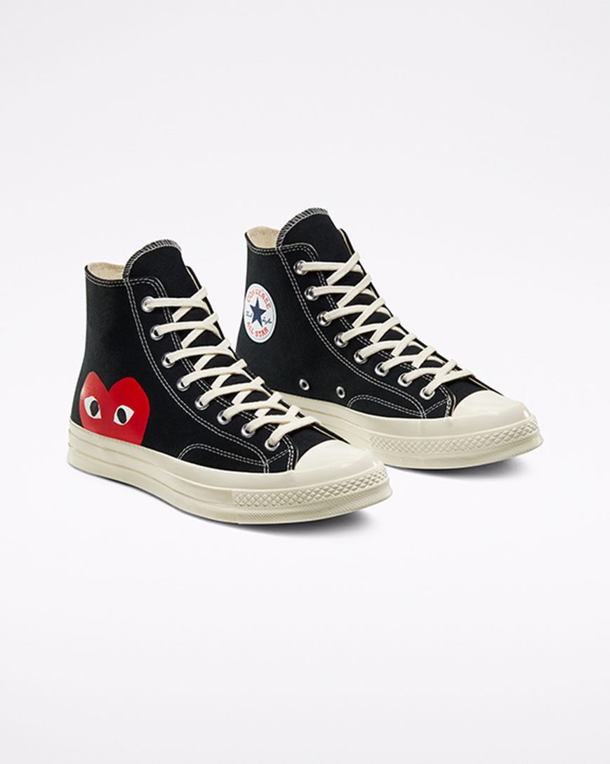 Tenisi Inalti Barbati Converse x Comme des Garçons PLAY Chuck 70 Negrii Albi Rosii | RO AGKQY298